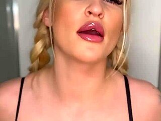 horny coed sucks banana teasingly