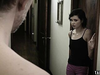 petite teen babysitter handles monster cock with taboo blowjob in intriguing scene