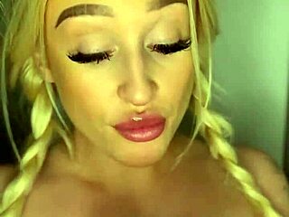 horny coed sucks banana teasingly