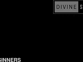 divine sinners, celina moans as damon fucks her doggystyle hard.