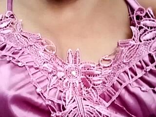 Indian teen girl with big natural tits alone at home does solo casting interview flashing huge boobs.