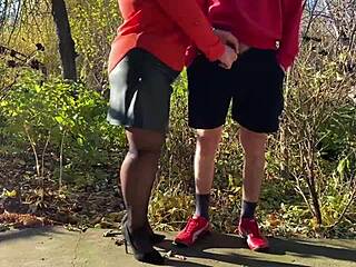 mother-in-law holds my dick while i pee outside?