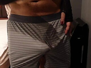 Perverted Slut Rubs and Slaps Erect Cock in Femdom Session