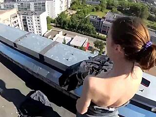 Russian Teen Gets Fucked Hardcore On The Roof With Monster Cock