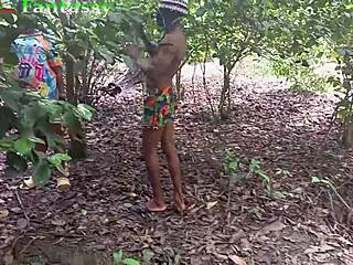 African ebony latina pornstar caught bent over fucking hardcore in the bush with amateur bbc hunter