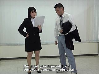 Asian Office Lady Ballbusts and Facesits Male in Domination