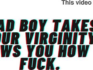 Audio roleplay where bad boy takes your virginity and teaches you to fuck