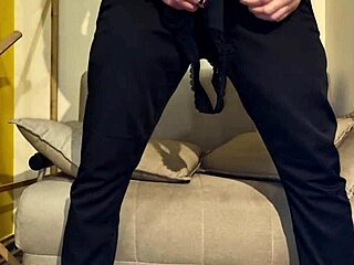 at home finding stepmom's thong, putting cock in mouth slut - cumshot with huge dick in shirt and tie