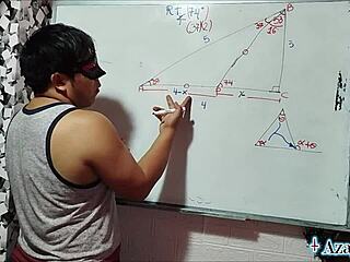 Asian student and teacher explore double sexual math in bedroom!