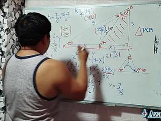 Asian student and teacher explore double sexual math in bedroom!