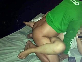 asian chubby pregnant woman has intimate moment in hotel