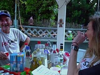 Big balls chris dives into milf's pussy in swingers group