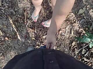 I'm a blonde bride slut having bareback sex in the park with a married fan she confesses