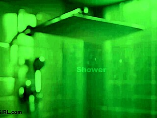 Can this smoldering brunette beauty refresh in the shower after her casting interview with family nearby?