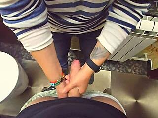 Stranger cums in my panties again during toilet quickie at the restaurant.