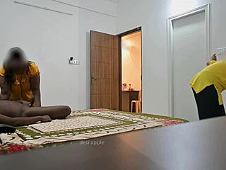 Indian couple fucks missionary style while muslim maid Jamila watches closely