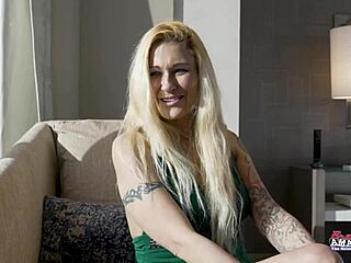 Tattooed blonde cindy crawford deepthroats and swallows cum in group bang! She screams from rimjob and orgasm.