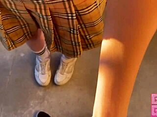 can this smoking bimbo babe handle fast blowjob and cumshot on public balcony with monster cock?