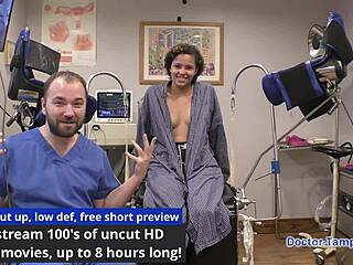 dr tampa examines rebel wyatt in backstage gyno with shaved pussy spreading