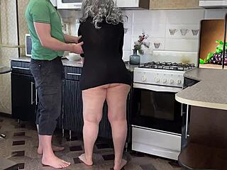 Dialogic-Provocative strict stepmom asks to fuck her in the ass and stepson lets her suck cock while bent over in homemade video