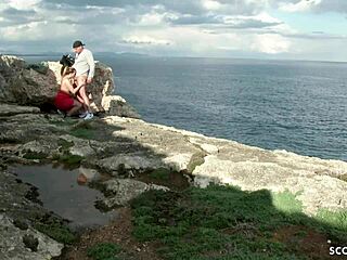 german young couple fucks outdoor on mallorca holiday