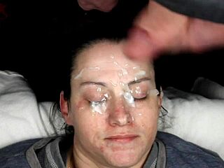 Dirtydee's slave gets covered in cum during this homemade bukkake compilation with facials.