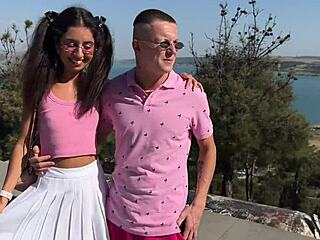 Stranger's Big Dick Fucks Ass And Pussy In Bi Threesome!