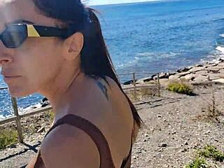 Horny Wife Sucks Big Cock And Fucks Hard On Seashore With Tits Bouncing