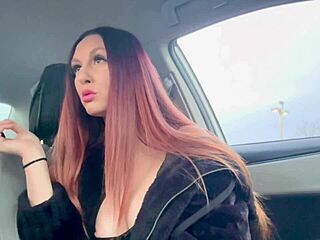Italian milf Artemisia Love smokes solo outside in car fetish scene