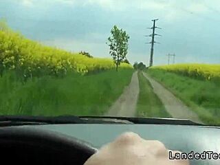 Stranded teen 18+ fucked on the hood outdoor pov