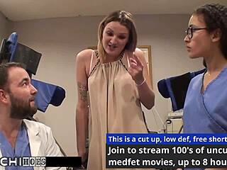 alexandria riley, the strict nurse, blindfolds her human guinea pig patient. she forces intense hitachi vibrator orgasms with squirting and moaning in this behind-the-scenes hospital fetish solo.