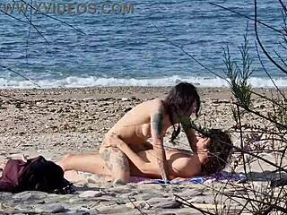 Beach sex between passionate lovers with female squirting orgasms caught on telephoto lens