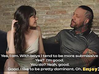 tatted black-haired girl with bald snatch shows deep throat skills. she gets full cum slurping from boyplaymate in hot porno scene with rimjob and wet pussy action.