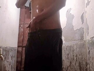 Why is this Kolkata boy jerking his big cock alone in the bathroom?