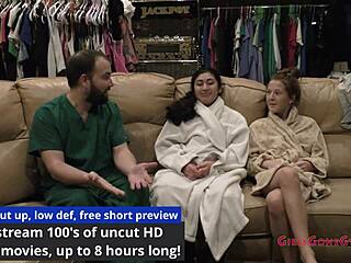 Doctors try new scrubs on petite latina patient stacy shepard and jasmine rose!