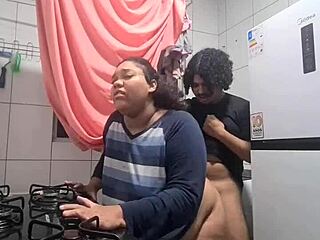 Curvy brunette stepmom bends over to seduce me with her big natural tits and ass