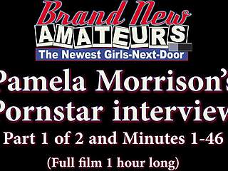 Inked brunette Pamela Morrison, a gypsy, rubs her shaved pussy with a vibrator while bent over.