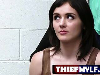 Security officer Jovan Jordan catches thief Rosalyn Sphinx, but stepmom McKensie Lee arrives to handle big cock situation.