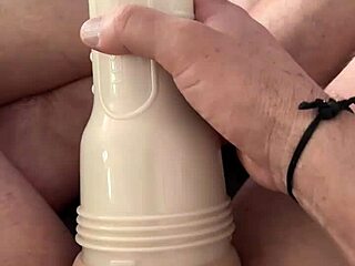 He played with his NEW FLESHLIGHT, got CAUGHT WATCHING porn, and jerked off that BIG DICK in a tense moment. The thrill built as masturbation turned into intense wanking with the monster cock.