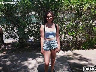 Brunette Nerd Loses Virginity In Deep Blowjob And Shaved Pussy Creampie Action