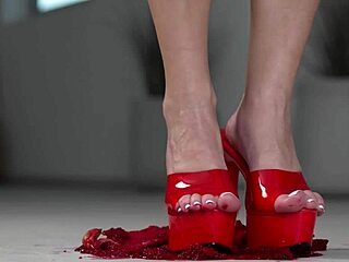 I crush fruits with bare feet and high heels in 4k