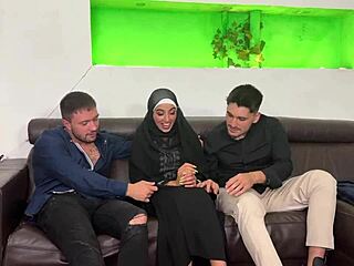 Arab Girl Doesnt Even Take Off Her Hijab to Get a Double Penetration Aliyah Yasin in Interracial Threesome