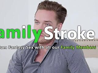 Naughty college babe with natural tits sucks stepbrother's big cock in bathroom group session