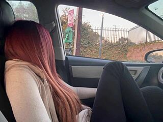 italian milf's long hair sexy smoking fetish in car session