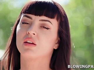 Busty milf gags wildly on deepthroat cock tear-up