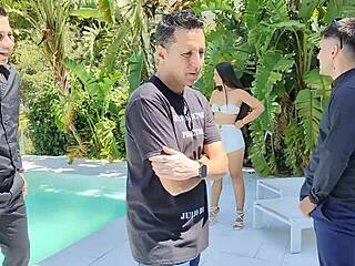 BTS partner swap foursome heats up poolside with blondes and latinas