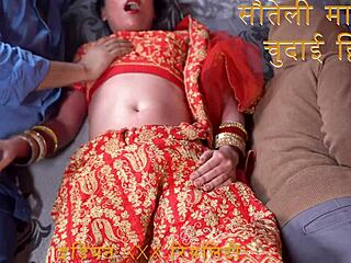 indian stepmom whispers dirty hindi talk during stepson's pussy fuck