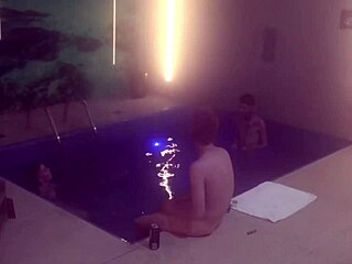 friends jump in motel pool for hot threesome part 1