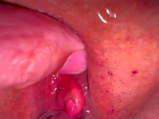 close-up shaved pink pussy 227 days post-virginity loss gets licked wet!